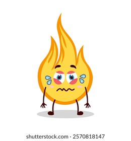 cute upset expression of fire cartoon character
