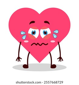 cute upset expression of heart cartoon character