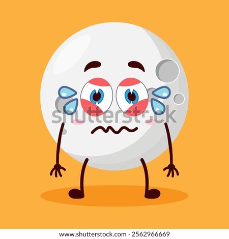 cute upset expression of moon cartoon character
