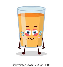 cute upset expression of orange juice cartoon character