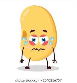 cute upset expression of soy bean character