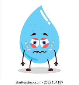 Linda expresión molesta de personaje de dibujos animados de gota de agua