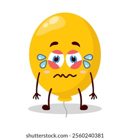 cute upset expression of yellow balloon cartoon character

