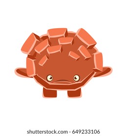 Cute upset rock element. Cartoon emotions character vector Illustration