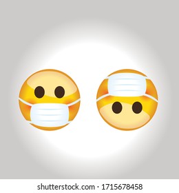 Cute upside down face emoticon. Medical Mask Emoji. Virus Protection.