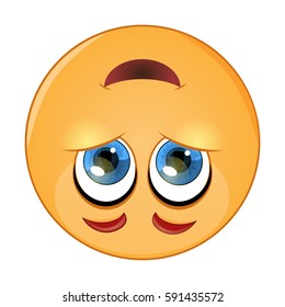 Cute upside down face emoticon, emoji - vector illustration