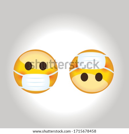 Cute upside down face emoticon. Medical Mask Emoji. Virus Protection.