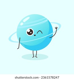 Cute uranus say hi simple isolated vector image
