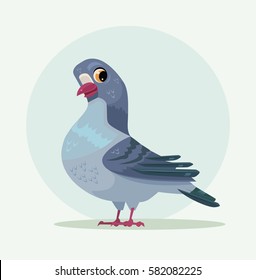 Cute urban gray blue dove character. Vector flat cartoon illustration