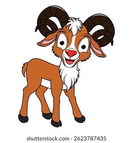 Cute Urial Animal Cartoon Illustration