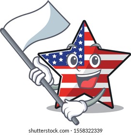 Cute usa star bring flag cartoon design character