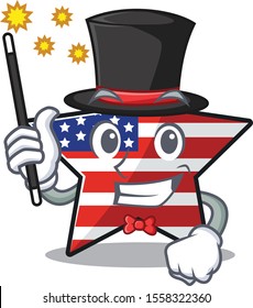 Cute usa star magician cartoon design character