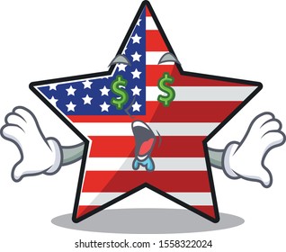 Cute usa star money eye cartoon design character