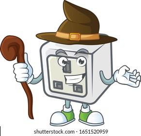 A cute USB power socket performed as a witch on the stage