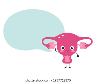 Cute uterus with blue bubble chat