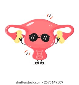 Cute Uterus character wearing sunglasses with a cheerful expression