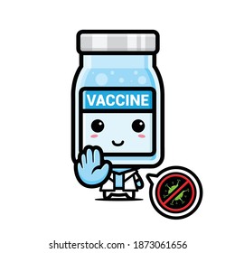 cute vaccine mascot posing stop virus