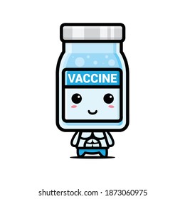 cute vaccine mascot strong muscular