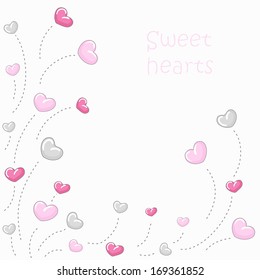 Cute Valentine background. Romantic frame with hearts