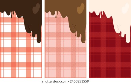 Cute Valentine background set with melting chocolate and wrapping