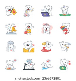 Cute Valentine Bear Flat Stickers 
