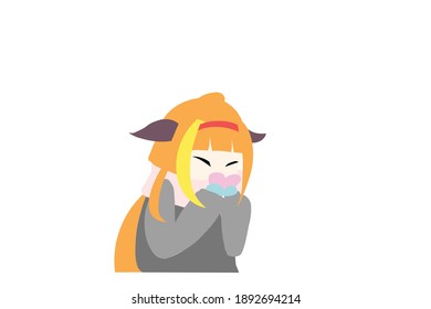 Cute Valentine Character with Headband