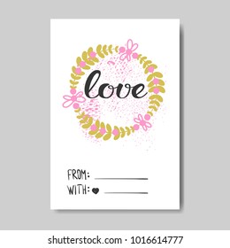 Cute Valentine Day Greeting Card Doodle Design Hand Drawn Love Postcard Vector Illustration