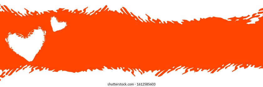 Cute valentine day horizontal banner with  lush lava copy space white hearts and background stock vector illustration