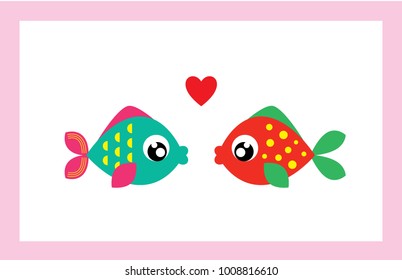 cute valentine fish vector. cute wedding fish vector