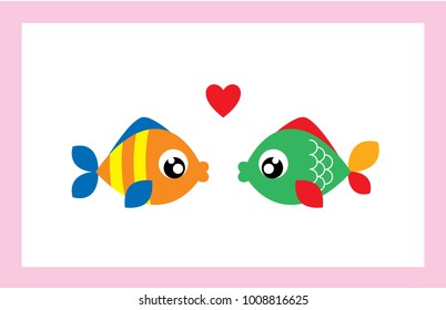 cute valentine fish vector. cute wedding fish vector