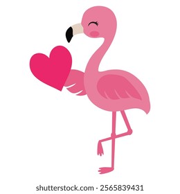 Cute Valentine flamingo vector cartoon illustration