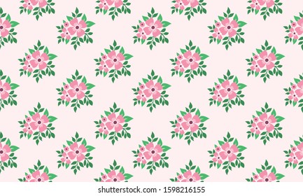 Cute valentine flower pattern background, with leaf floral seamless design.