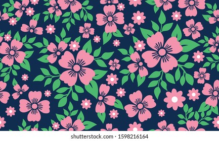 Cute valentine flower pattern background, with leaf floral seamless design.