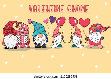 Cute valentine gnomes vector illustration.