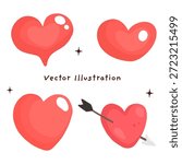 Cute Valentine Heart Vector Set with Arrow Love Illustration