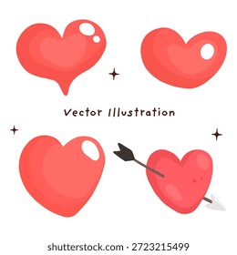 Lindo Vector de corazón de San Valentín con ilustración de amor de flecha