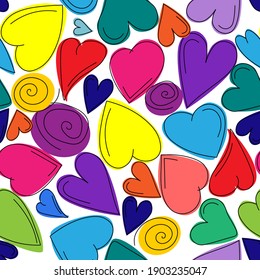 Cute Valentine Hearts Seamless Pattern. Vector illustration