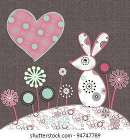 Cute valentine illustration  with rabbit