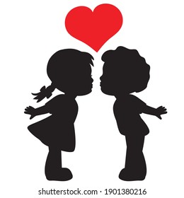 Cute valentine kids vector cartoon illustration