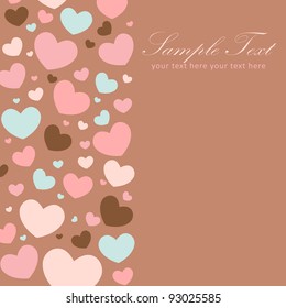 Cute Valentine love congratulation card with border of hearts