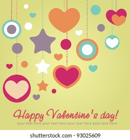 Cute Valentine love congratulation card with border of hearts