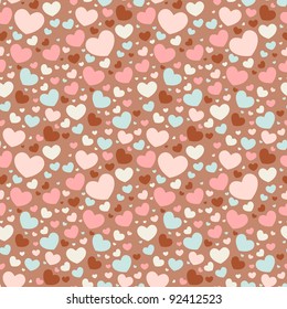 Cute Valentine love seamless pattern with colorful hearts