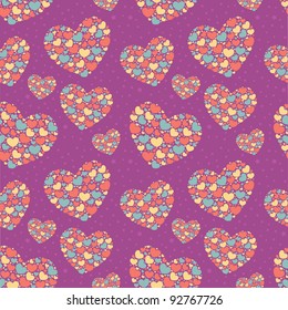 Cute Valentine love seamless pattern with colorful hearts