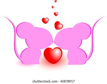 cute valentine mouse vector illustration