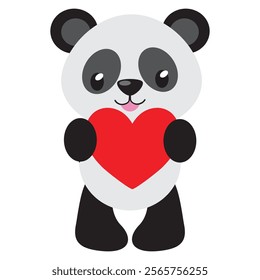 Cute  Valentine panda bear vector cartoon illustration