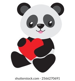 Cute  Valentine panda bear vector cartoon illustration