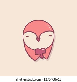 Cute Valentine penguin character. Vector illustration.