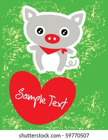 cute valentine pig doodle