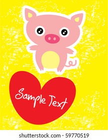 cute valentine pig doodle