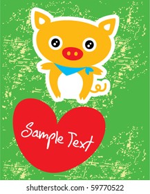 cute valentine pig doodle